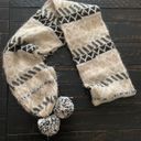 American Eagle  Scarf Womens Cream Grey Black Pom Pom Heavy Knit Winter Acrylic Photo 2