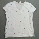 Cynthia Rowley  Star Tee Shirt Size Large White/Red Embroidered Short Sleeve Photo 6