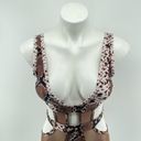 Matte Collection  Women’s Brown Snakeskin Mesh Cutout One-Piece Swimsuit Small Photo 2