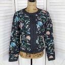 Dana Buchman  Denim Floral Embroidery Denim Blazer Jacket Black Multi 4 Photo 8