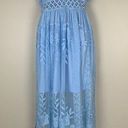 Embroidery Floral Mesh Overlay Lace detail Maxi Dress Blue size Medium Photo 0