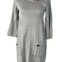 Style & Co  X-Small A-Line Sweater Dress 3/4 Sleeve Cowl Neck Stretch Silver Gray Photo 0