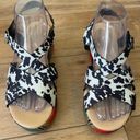 Crazy Train  cowprint serape platform wedge sandals size 8 western animal print Photo 1