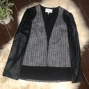 BCBGeneration Faux Leather & Tweed Cape Blazer LG Photo 0