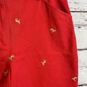 L.L.Bean  Ladies Red Cropped Cotton Pants with Embroidered Yellow Labs-14 Photo 1