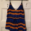 Aritzia Babaton | Striped Cinched Waist Drawstring Tank Top Navy/Orange Small Photo 0