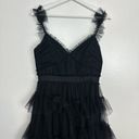 Betsy and Adam  Tiered Ruffle Tulle Gown in Black Size US 6 Photo 5