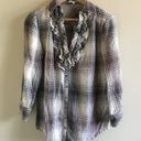 Joie  Fara Tuxedo Plaid Ruffle Button Up Shirt‎ SZ S Photo 2