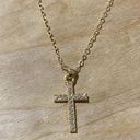 Boutique Cross Pendant Necklace Shining Rhinestone Detail Golden Color Gold Photo 2