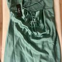 Lulus Chic Allure Sage Green Satin Lace-up Mini Dress Photo 6