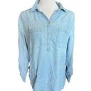 Soho Womens  Jeans Light Blue Chambray Denim Jean Button Down Casual Shirt - Sz L Photo 0