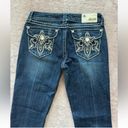 GRACE IN LA  Women's Feather Embroidered Stonewashed Bootcut Stretch Jeans Sz 26 Photo 4