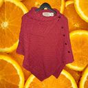 Aran Sweater Market Red Merino Wool Shawl Neck‎ Cable Knit Red Cape Size M/L Size L Photo 6