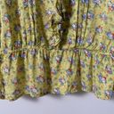 Papaya Sleeveless Yellow Floral Ruffle Neck Pleated Accent Top Photo 5