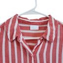 Abound  Urban Outfitters Striped Coral Pink Button Up Long Sleeve Shirt Top Small Photo 4