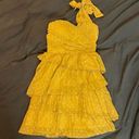 Yellow One Shoulder Ruffled Mini Dress Size S Photo 0