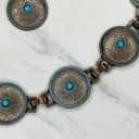 Faux Turquoise Studded Western Concho Metal Chain Belt Size Medium M Large L Photo 6