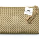 NEW Virginia Wolf Mimi Curateur Golden Woven Clutch Bag Tassel Faux Leather Photo 5