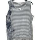 cj banks  Women's 1X Floral Sheer Striped Tank Top Plus Size Stretch V-Neck NWT Photo 0