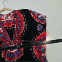 Trina Turk  | GUC Black & Multi Colored Beach Coverup Deep V w/ Tie Back Size S Photo 3