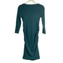 Isabel Maternity  Womens Dress XS Dark Green 3/4 Sleeve Ruched Sides Knee Length Photo 3