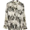 Maje  Chameleon Silk Button Down Long Sleeve Printed Blouse Coastal Size 3 or L Photo 4