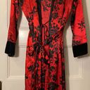 In Bloom  by Jonquil I Floral Full Length Satin-Like Belted Robe w Velvet Sleeves Photo 4