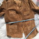 Chico's  Genuine Leather Fringe Light Brown Jacket Photo 3