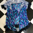 Maaji Bleu Saddles Fringe Kimono Swim Pool Coverup Horses Mermaid Purple Teal M Photo 2