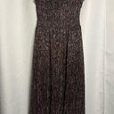 Kensie  Black and Bronze Metallic Smocked Midi Dress Photo 3