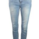 ZARA  Basic Blue Light Wash Beaded Pearl Cuffed Hem Mid Rise Skinny Jeans Size 6 Photo 0