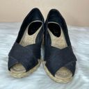 Ralph Lauren Lauren  Cecilia Espadrille Black Peep Toe 2" Wedge Size 5 Photo 2