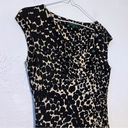 Ralph Lauren Lauren  Cream Black Print Cap Sleeve Ruched Stretchy Dress Size 2 Photo 3