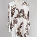 Free People  Flowy KNIT White/Multi FLORAL Tie Sides MAUI WOWIE BLOUSE/TOP Size L Photo 3