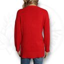 T Tahari  Crewneck Split Hem Pullover Sweater Red Long Sleeves Size M Photo 5