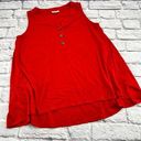 J.Jill  Henley Tank Shirt Women's Medium Red Orange V Neck Sleeveless Photo 0