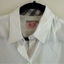 Burberry  Brit Women's White Button Down with Signature plaid Cuffs & Collar Photo 4