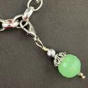 Origami Owl  Silver Tone Charm Bracelet 7” Key Green Bead Stone Charms A Photo 4