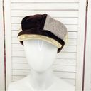 Krass&co August Hat  Paper Boy Cap Velvet Brocade Tweed Brown Gold Photo 1