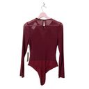 Iris  red burgundy floral embellished mesh bodysuit medium NWT Photo 1