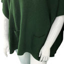 J.Jill  Womens One Size Poncho Sweater Green Front Pockets Tunic Length Rib Knit Photo 2