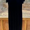 Oleg Cassini  Vintage Black Velvet Short Sleeve Maxi Dress Size L Photo 0