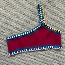 kiini  Yaz Bikini One Shoulder Crochet Red Bikini Top Handmade Size Small Photo 0