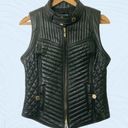 Guess by Marciano  Women’s Medium Quilted Natural Green Leather Biker Vest Photo 5