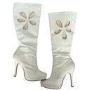 Leg Avenue Vintage Style Dancer Below the Knee White Flower Power Go Go Boots 10 Photo 0