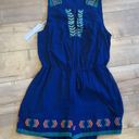 Adelyn Rae NWT  Embroidered Romper Navy Turquoise Sz M Photo 3