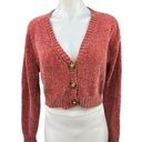 Urban Outfitters  Red Velvet V Neck Button Up Cropped Cardigan Sweater Top Size M Photo 0