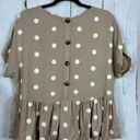 Bohme  Women’s Blouse Bohemian Tan Beige Textured Woven Dots Photo 3