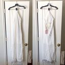 Alexis Dress Shaya Knit Crochet Midi Halter Fringe Tassel White XL NWT Photo 2