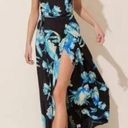 Yumi Kim  Rush Hour Maxi Dress Black Blue Silk Size XXS V-Neck Flowy Monet Lotus Photo 0